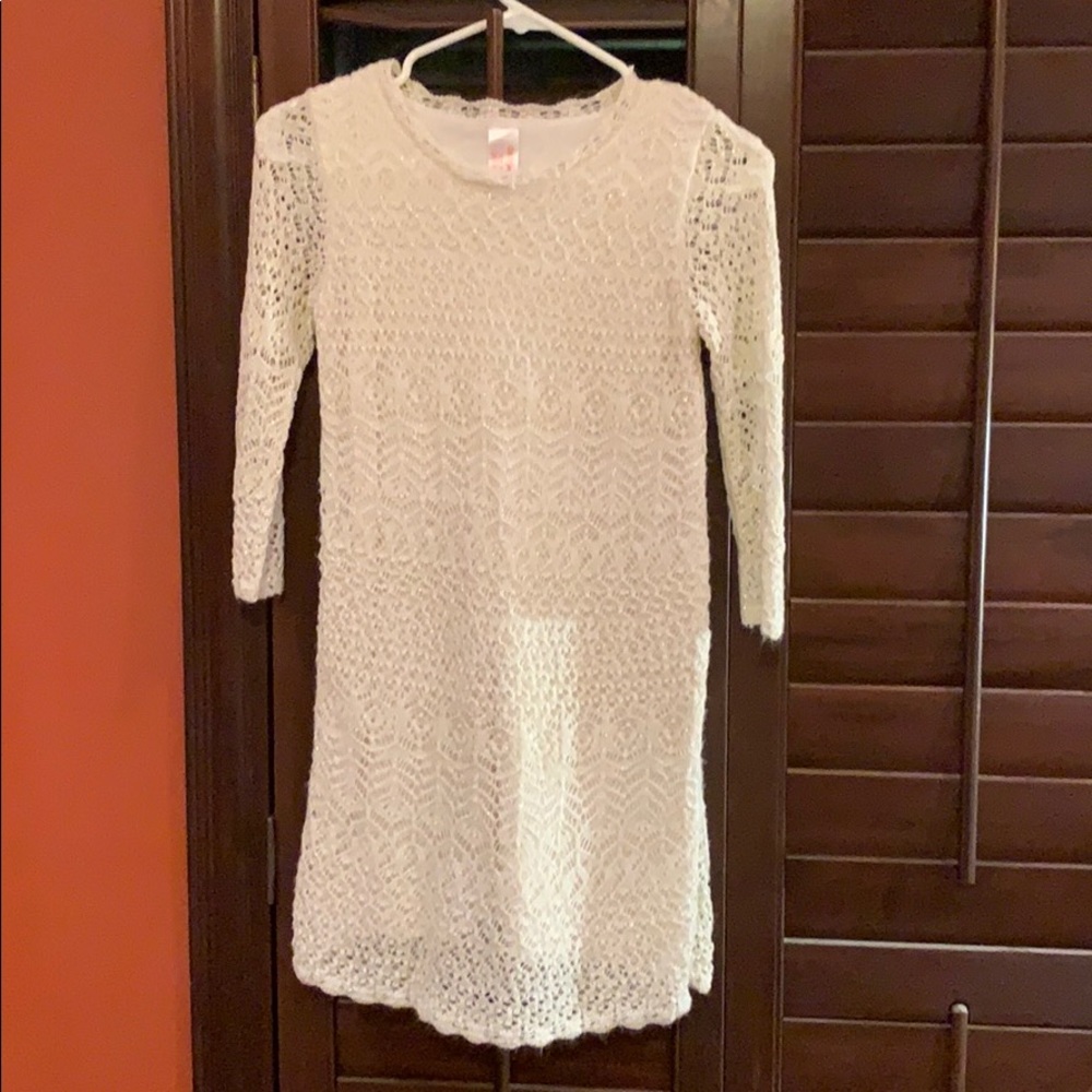 Girls off white sparkly dress